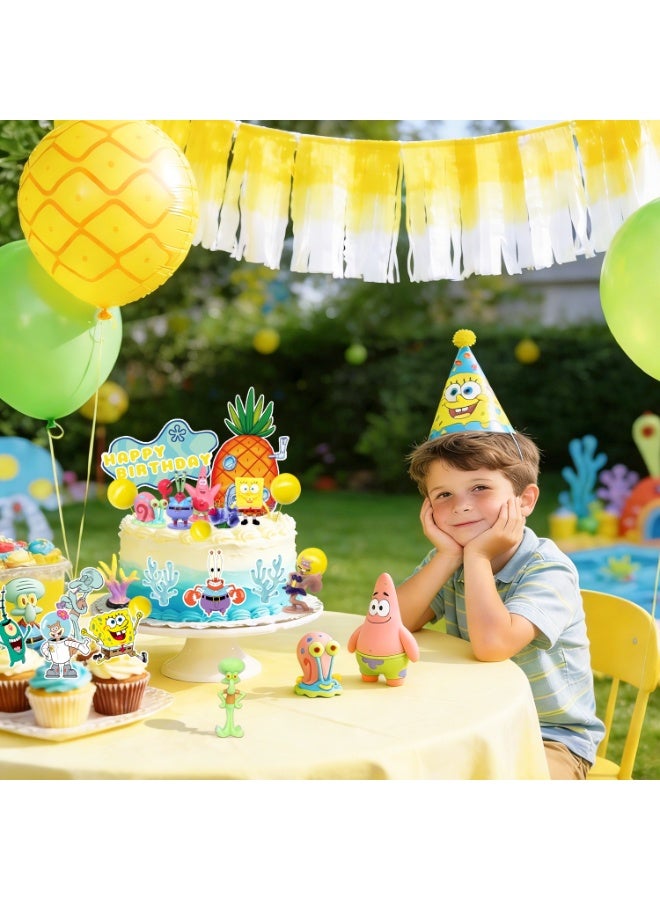 FRUITFUL PARTY 39 PCS SpongeBob Cake Decoration Set – SpongeBob and Patrick Cake Toppers with Figures, Cupcake Toppers & Party Supplies for Kids SpongeBob Themed Birthday Party Supplies - Image 5